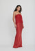 THIRD FORM ILLUSION PETITE LACE STRAPLESS MAXI DRESS | CRIMSON
