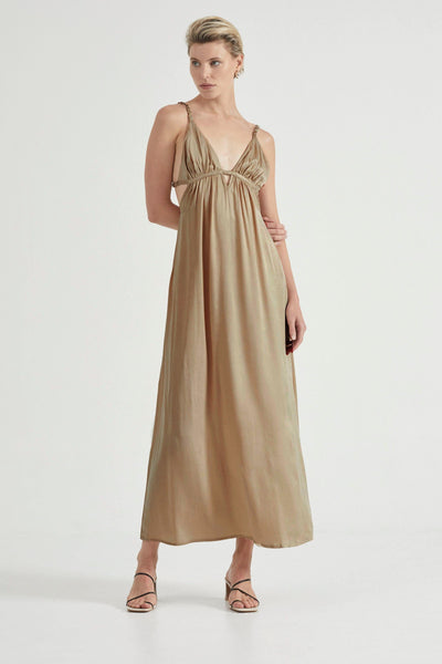 VOYAGE TRIANGLE MAXI DRESS | SAND THIRD FORM | Maxi Dresses for Women |  Wedding Guest Collection — THIRD FORM