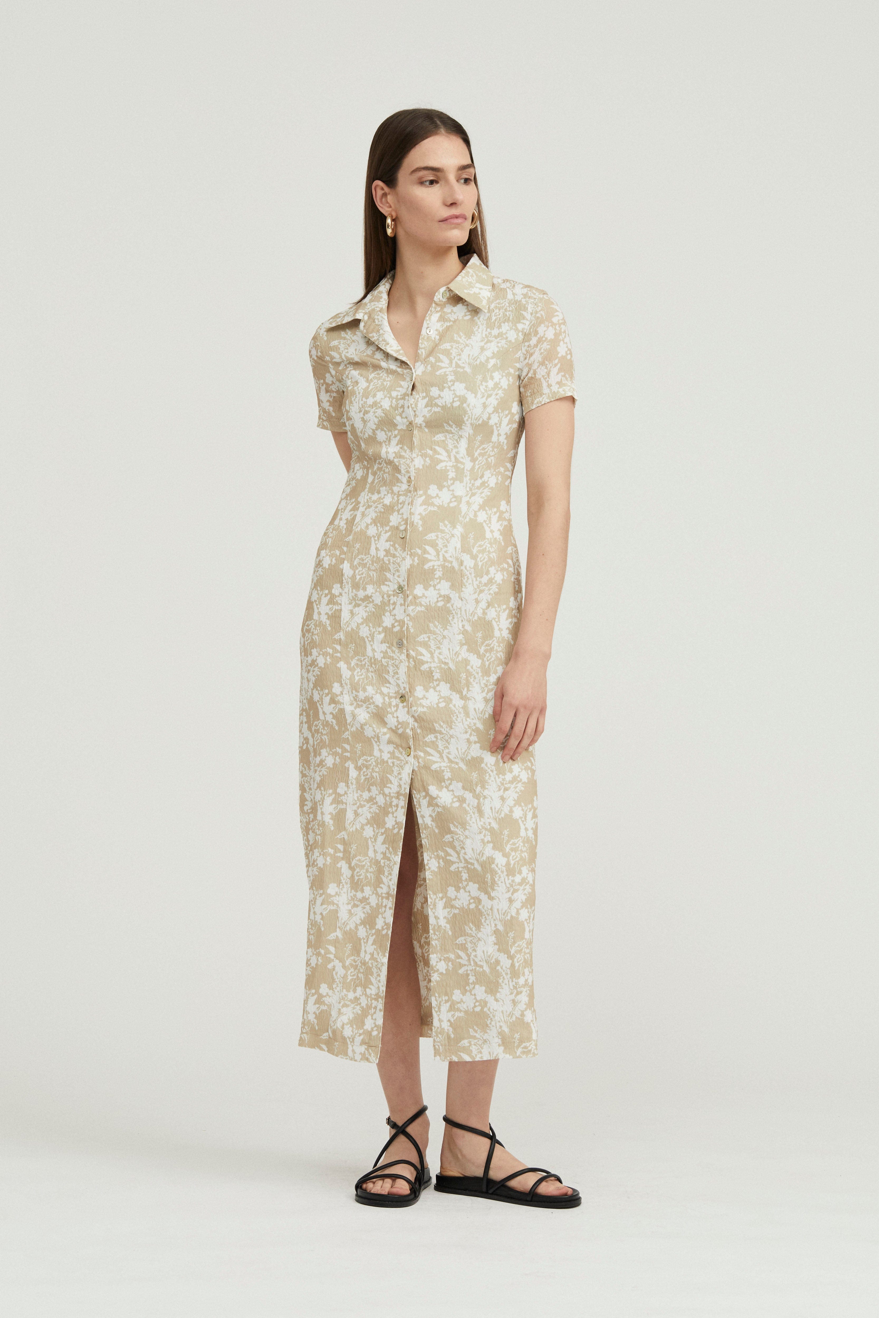 WAFFLE MIDI SHIRT DRESS | BEIGE FLORAL | Third Form | Women's Fashion on Sale | Shop Now THIRD FORM - International WAFFLE MIDI SHIRT DRESS | BEIGE FLORAL | Third Form | Women's Fashion on Sale | Shop Now THIRD FORM - International