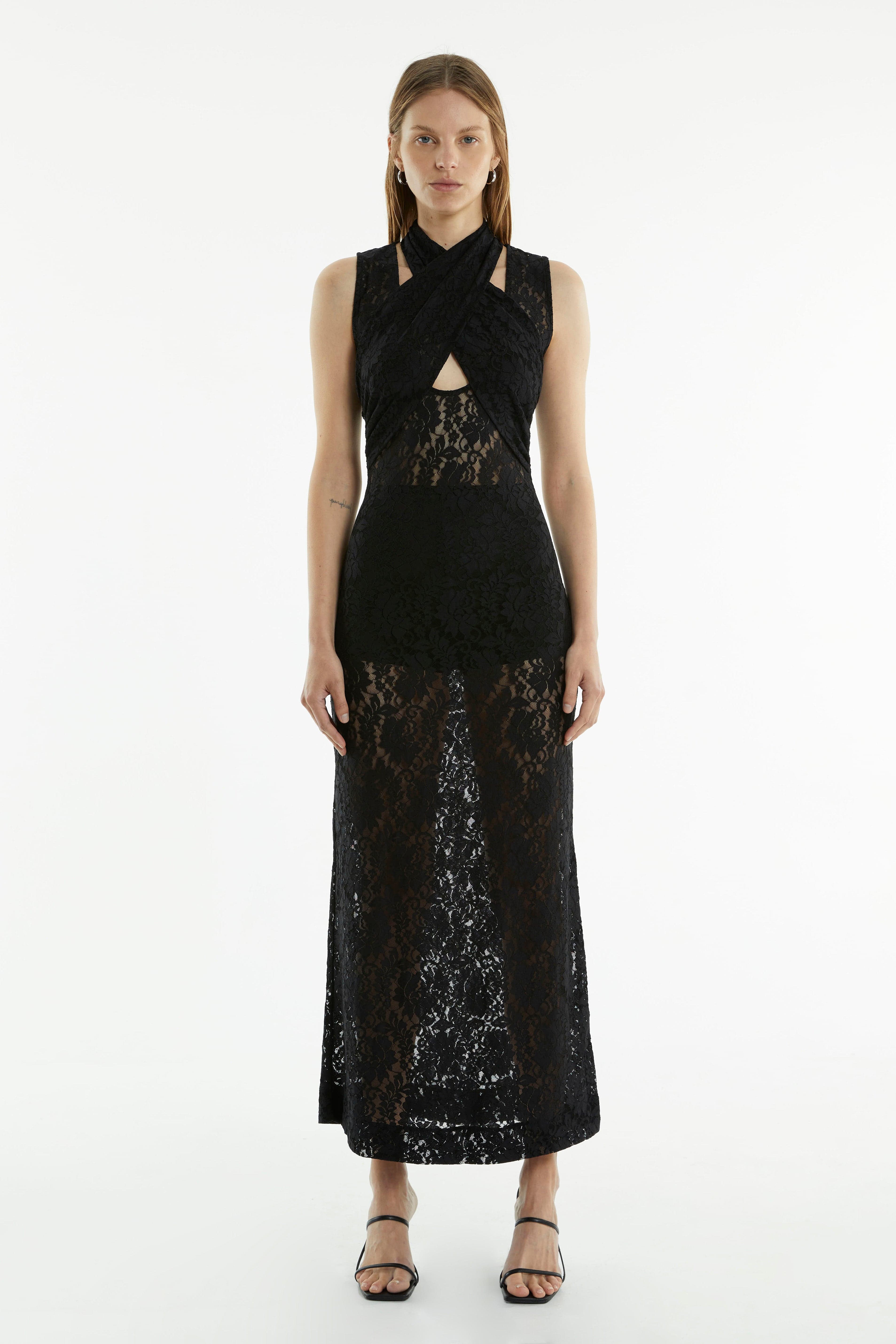 WAYWARD WRAP NECK TANK DRESS | BLACK | Third Form | Night Out & Formal Dresses THIRD FORM - International WAYWARD WRAP NECK TANK DRESS | BLACK | Third Form | Night Out & Formal Dresses THIRD FORM - International