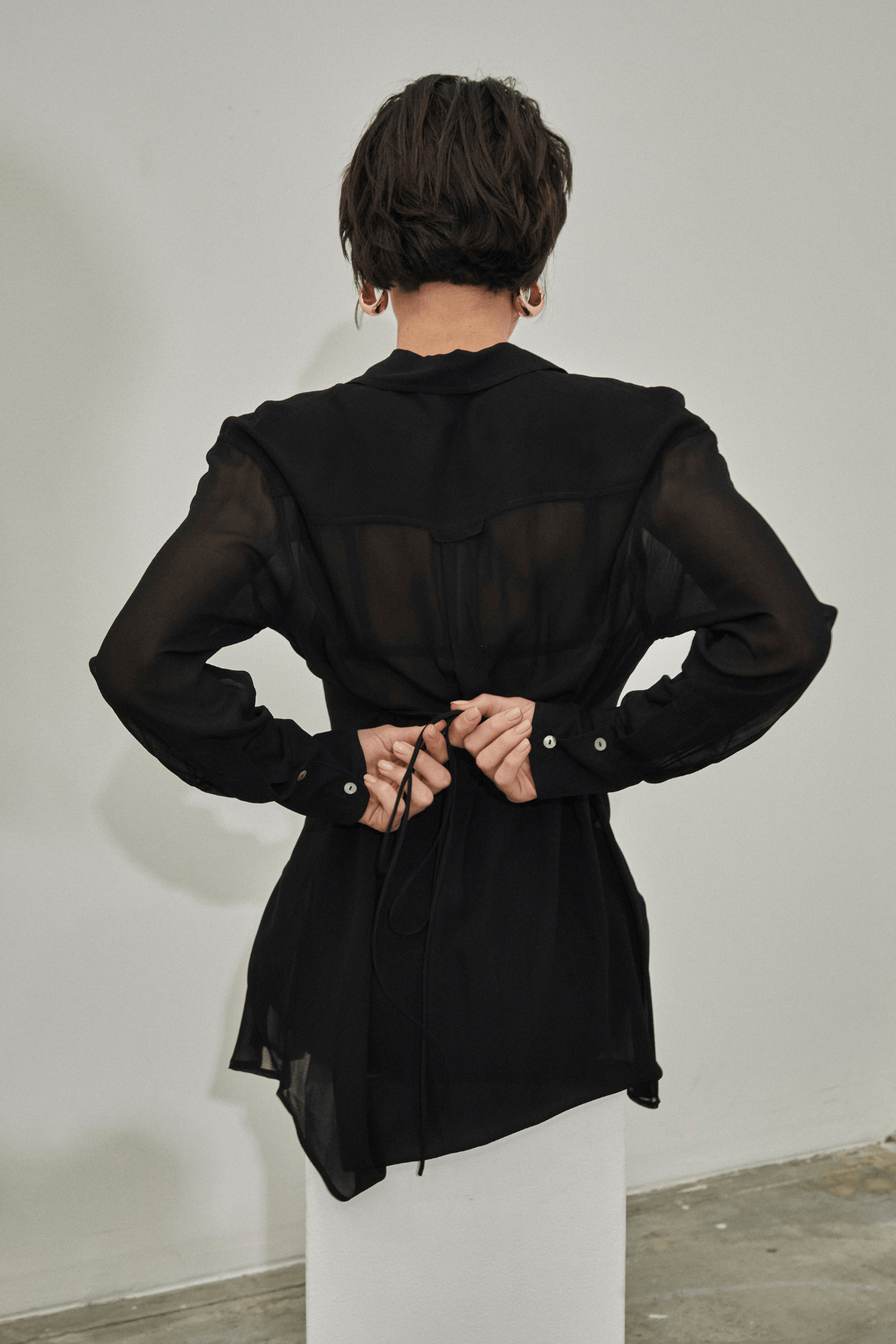 Sheer black shirt dress on sale