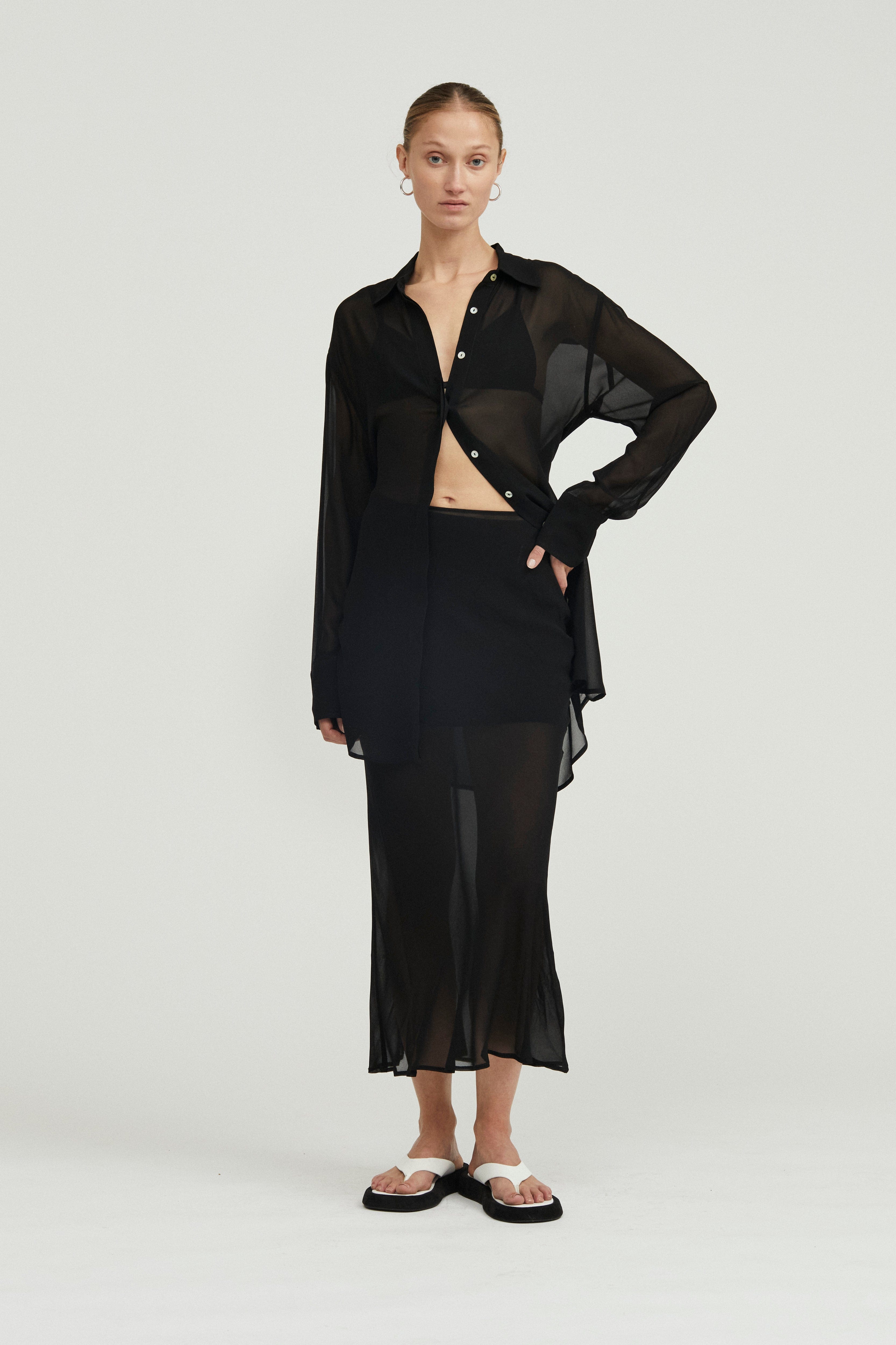 sheer shirt dress outfit Black Mesh Sheer Mini Shirt Dress Paxton Avery & Co